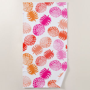 Momona Hawaiian Tropical Pineapse - Rosa - Weiß Strandtuch