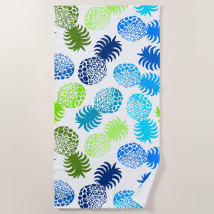 Momona Hawaiian Tropical Pineapse - Turq- White Strandtuch
