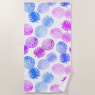 Momona Hawaiian Tropical Pineapse - Violet- White Strandtuch