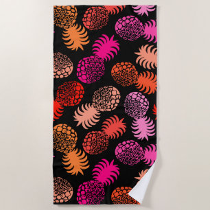 Momona Hawaiian Tropical Pineapse - warm - schwarz Strandtuch