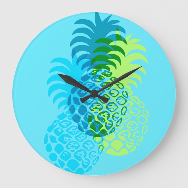 Momona Pineaple Hawaiian Tropical Große Wanduhr (Vorderseite)