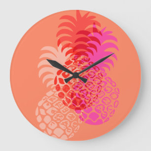 Momona Pineaple Hawaiian Tropical Große Wanduhr