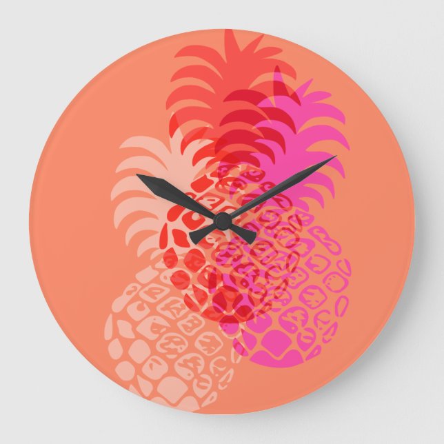 Momona Pineaple Hawaiian Tropical Große Wanduhr (Vorderseite)