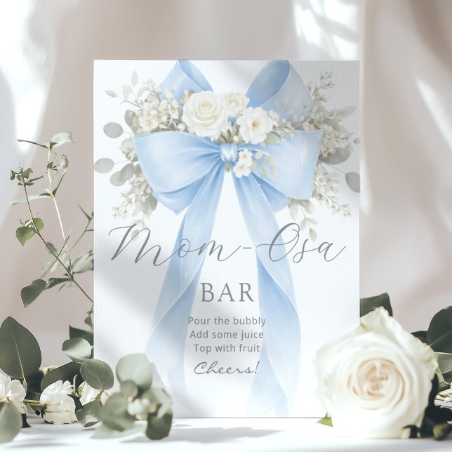 Momosa Bar Blue Bow Floral Bubbly Bar Poster (Von Creator hochgeladen)