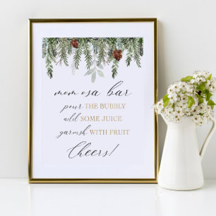 Momosa Bar gießen Sie das Babyduschzeichen Poster