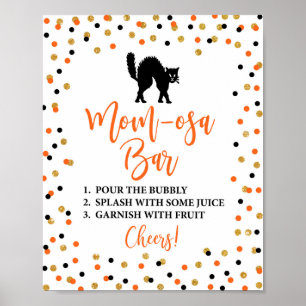 Momosa Bar Halloween Baby Shower Sign Poster