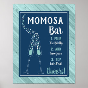 Momosa Bar Sign, Blue und Aqua Poster