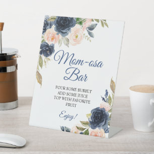 Momosa Bar Sign für Navy Blue & Blush Sockelschild