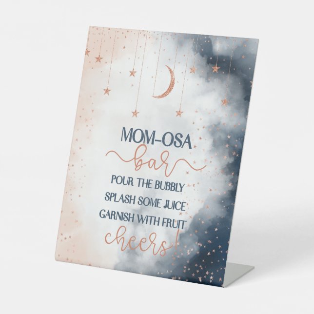 Momosa Bar Sign, Gender Reveal Drinks unterzeichne Sockelschild (Vorderseite)