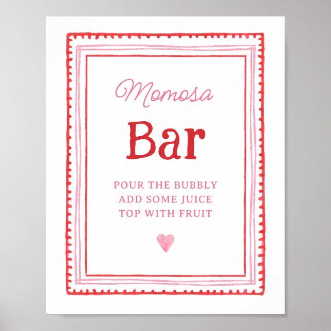 Momosa Bar Sign Rosa und Rotes Herz Poster (Vorne)