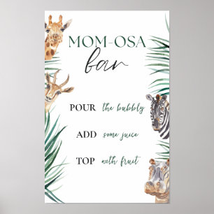 Momosa Bar Sign Safari Jungle Baby Dusche Poster