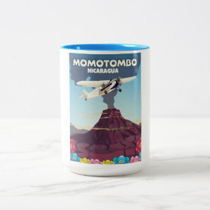 Momotombo Nicaragua Vulkan Reise Druck. Zweifarbige Tasse