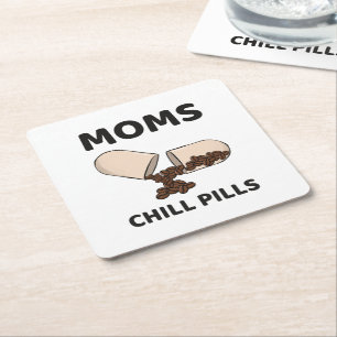 Moms Chill Pills Kaffeebohnen Kapsel Rechteckiger Pappuntersetzer