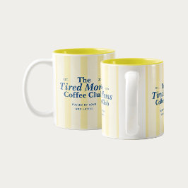 Moms Club Typography Yellow Stripes Zweifarbige Tasse
