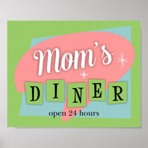 Mom's Diner Custom Retro Kitchen Print Poster