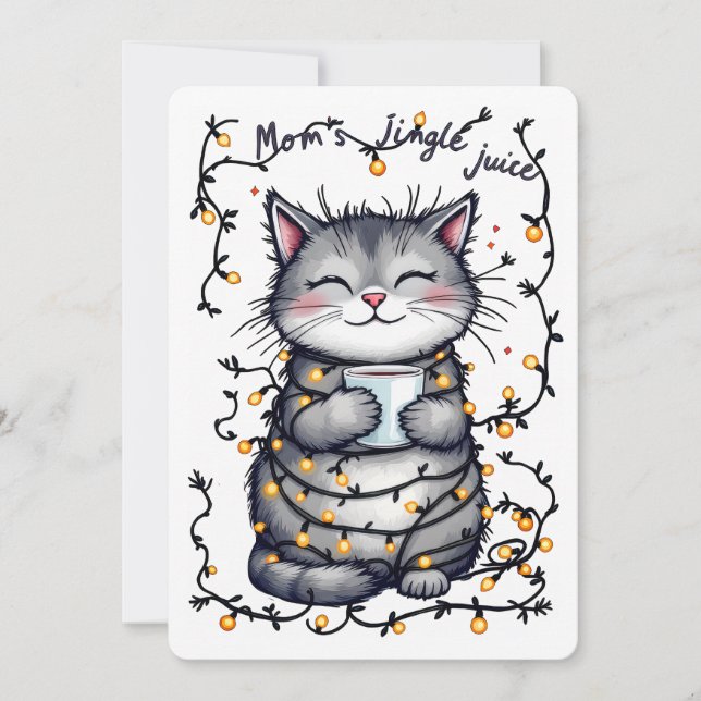 Mom's Jingle Juice  Feiertagskarte (Vorderseite)