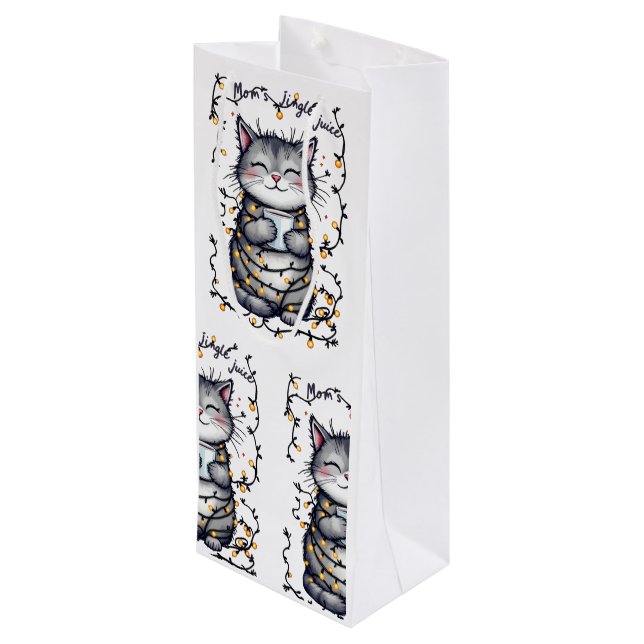 Mom's Jingle Juice  Geschenktüte Für Weinflaschen (Rückseite Schrägansicht)