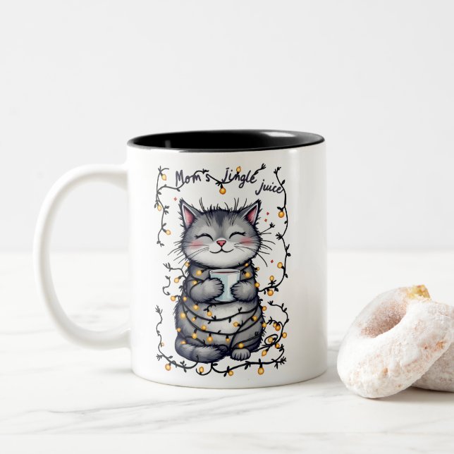 Mom's Jingle Juice  Zweifarbige Tasse (Mit Donut)