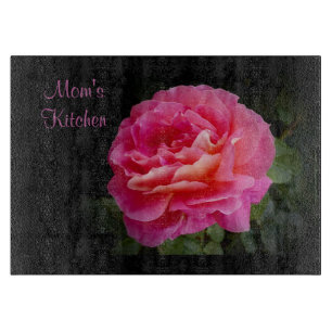Moms Küche Florales Dekoratives Glas Schneidebrett