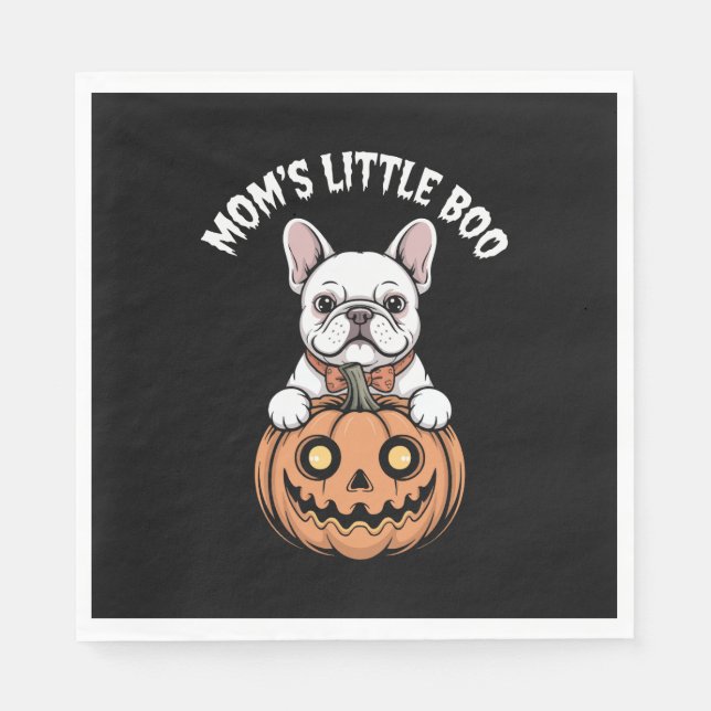 Mom's Little Boo French Bulldog Hallowen Serviette (Vorderseite)