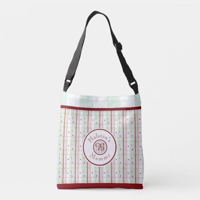 Mom's Monogram Kid Essentials Tote - Mint Tragetaschen Mit Langen Trägern (Rückseite)