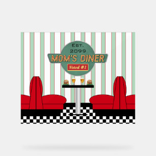Moms Retro-Diner mit Burgern & Bier Acryl-Schild Acrylschild