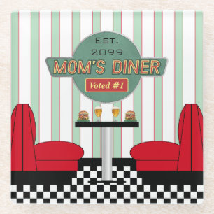 Moms Retro-Diner mit Burgern & Bier Glasuntersetzer