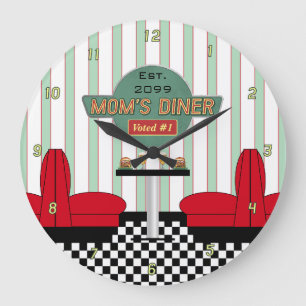 Moms Retro-Diner mit Burgern & Bier Große Wanduhr