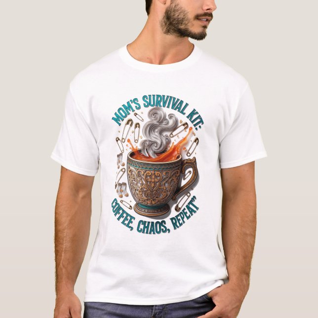 Mom's Survival Kit Tee | Coffee Chaos Repeat Funny (Vorderseite)