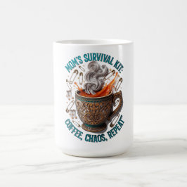 Mom's Survival Kit Tee | Coffee Chaos Repeat Funny Kaffeetasse