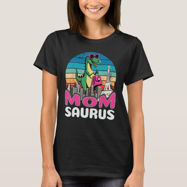 Momsaurus T Rex Dinosaur Mama Saurus Family T-Shirt (Vorderseite)