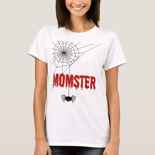 Momster Dripping Blood Font and Spider T-Shirt (Vorderseite)