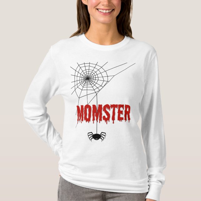 Momster Dripping Blood Font and Spider T-Shirt (Vorderseite)