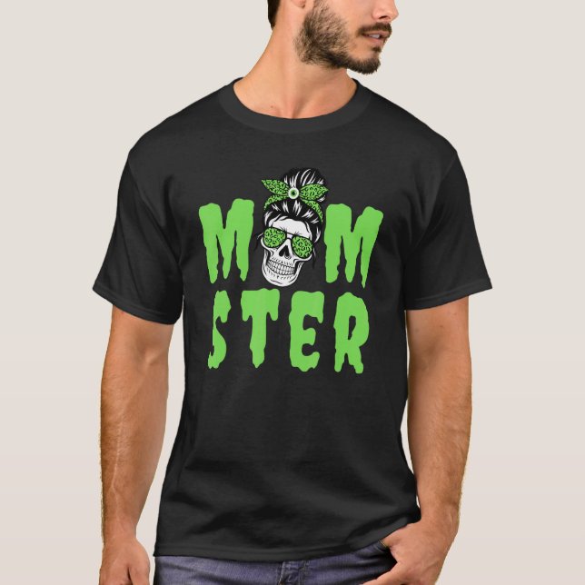 Momster Halloween Mama Skull Mama Leopard Lazy Cos T-Shirt (Vorderseite)
