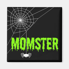 Momster Lime Green Dripping Schriftart Spider Web Magnet