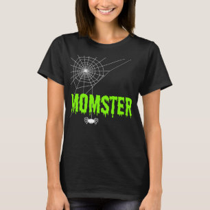 Momster Lime Green Dripping Schriftart Spider Web T-Shirt