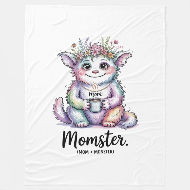 Momster. (Mom + Monster) Fleecedecke (Vorderseite)