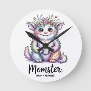 Momster. (Mutter + Monster) Runde Wanduhr