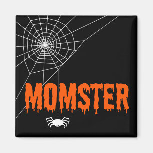 Momster Orange Dripping Schriftart Spider Web Magnet