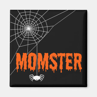 Momster Orange Dripping Schriftart Spider Web Magnet