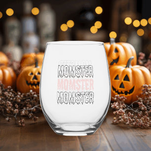 Momster Pink Halloween Niedlich und spöttisch Weinglas Ohne Stiel