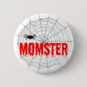 Momster Red Dripping Schriftart Spider Web Button