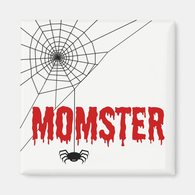 Momster Red Dripping Schriftart Spider Web Magnet (Vorne)