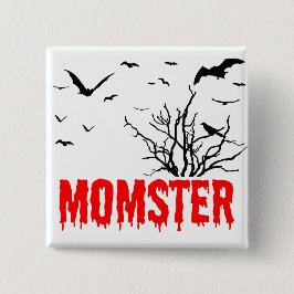 Momster Red Driving Schriftart Fliegenbats Button