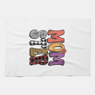 Momster Vintage-Mama-Leopard-Kariert-Typografie-De Geschirrtuch