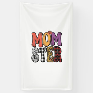 Momster Vintage-Mama Leopard Karo Typografie Desig Banner