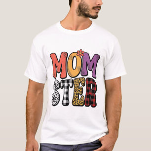 Momster Vintage-Mama-Leoparden-Karotypografie-Desi T-Shirt
