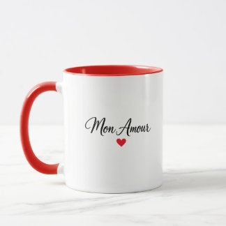 Mon Amour Französischer Liebeskaffeebecher mit rot Tasse