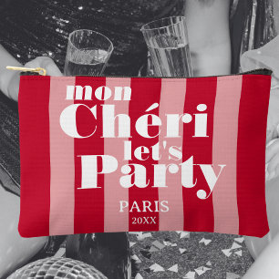 Mon Cherie Let's Party Cherry Red Bold Stripe Zubehörtasche