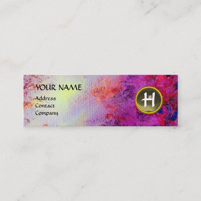 MON MONOGRAM hell Fuchsia lila grau Mini Visitenkarte (Vorderseite)